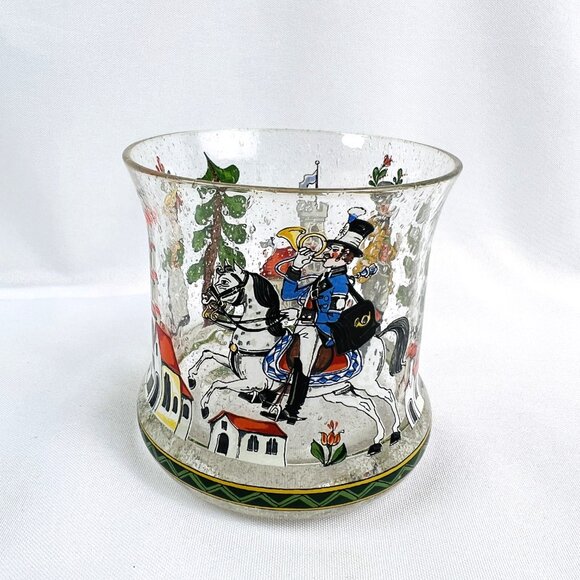 Hand Blown Vintage Glass Short Tumbler Seed Bubbles Bavarian Holiday Decor - Picture 4 of 7